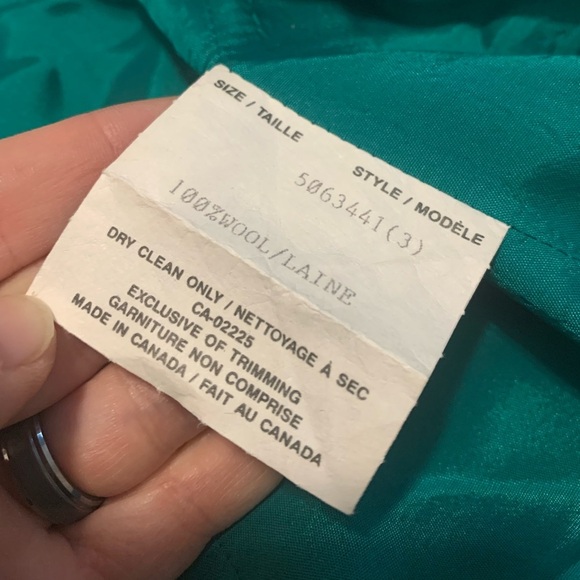 Vintage 80s KLASS Pure New Wool Teal Blazer 12 - Picture 7 of 10